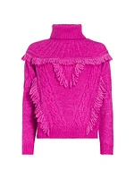 Mya Fringe Cable-Knit Sweater