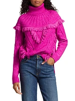 Mya Fringe Cable-Knit Sweater