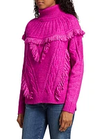 Mya Fringe Cable-Knit Sweater