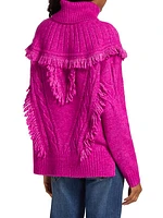 Mya Fringe Cable-Knit Sweater