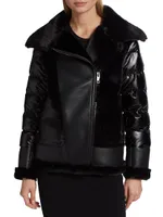 Evelynn Mixed-Media Puffer Coat