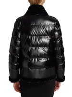 Evelynn Mixed-Media Puffer Coat