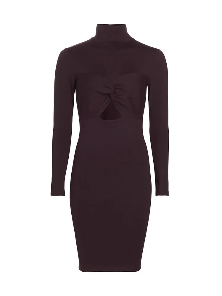 Twist Cut-Out Mock Turtleneck Sheath Dress