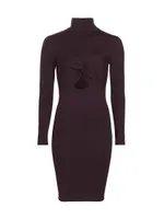 Twist Cut-Out Mock Turtleneck Sheath Dress