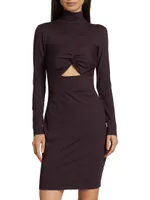 Twist Cut-Out Mock Turtleneck Sheath Dress