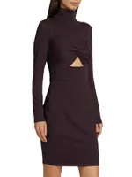 Twist Cut-Out Mock Turtleneck Sheath Dress