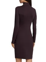 Twist Cut-Out Mock Turtleneck Sheath Dress