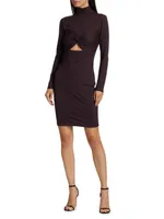 Twist Cut-Out Mock Turtleneck Sheath Dress