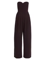 Pleated Sweetheart Neck Jumpsuit