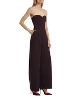 Pleated Sweetheart Neck Jumpsuit