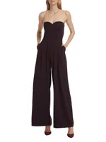 Pleated Sweetheart Neck Jumpsuit