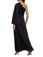 Keely Satin One-Shoulder A-Line Gown