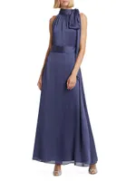 Kayla Tie High Neck Gown