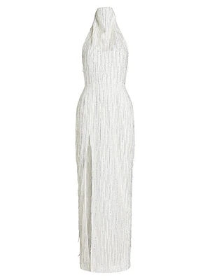 Bonnie Sequined Fringe Mockneck Dress