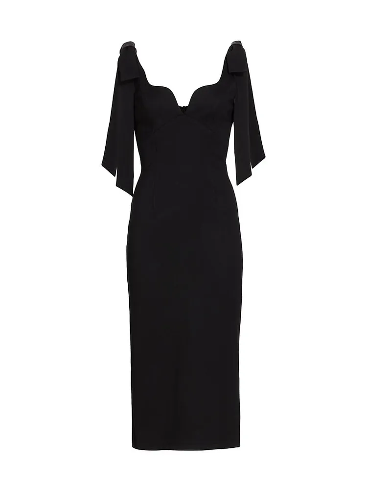 Influential Tie-Shoulder Midi-Dress