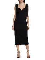 Influential Tie-Shoulder Midi-Dress