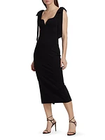 Influential Tie-Shoulder Midi-Dress