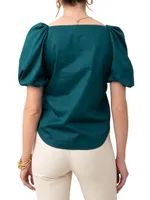 Chelsea Puff-Sleeve Cotton Top