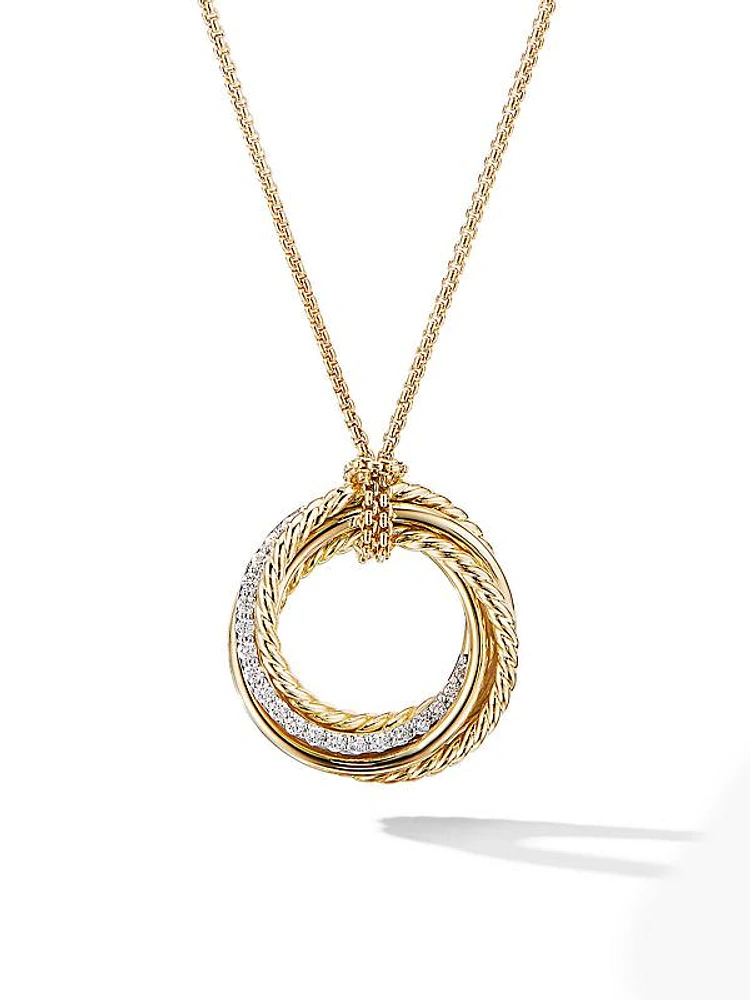 Crossover Pendant Necklace in 18K Yellow Gold with Pavé Diamonds