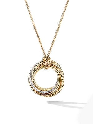 Crossover Pendant Necklace in 18K Yellow Gold with Pavé Diamonds