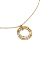 Crossover Pendant Necklace in 18K Yellow Gold with Pavé Diamonds