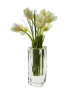 Diamond-Cut Clear Crystal Tall Vase