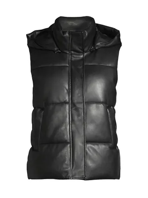 Rocky Hooded Faux Leather Vest