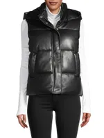 Rocky Hooded Faux Leather Vest