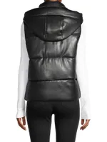 Rocky Hooded Faux Leather Vest