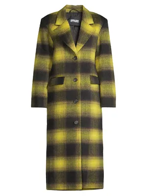 Alma Faux Wool Plaid Coat