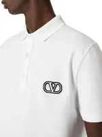 Cotton Piqué Polo Shirt With Vlogo Signature Patch