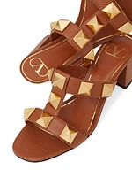 Roman Stud Slide Sandals in Grainy Calfskin