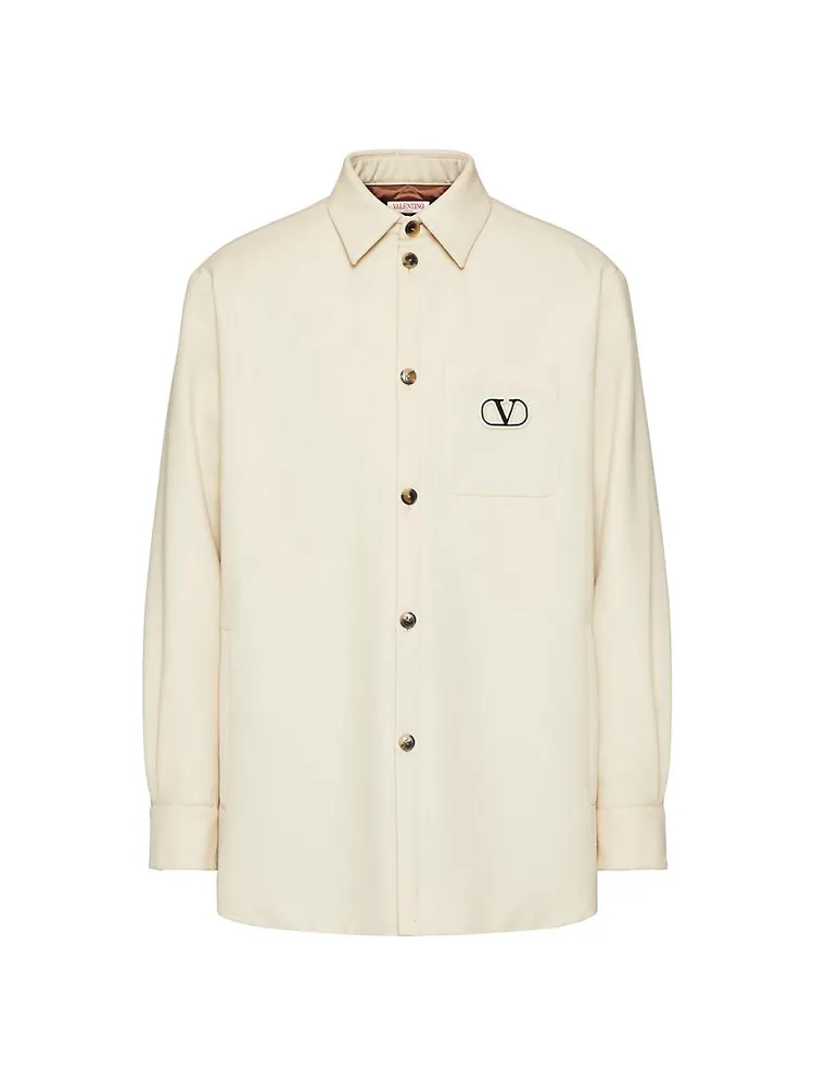 Wool Gabardine Shirt Jacket With Vlogo Signature Patch