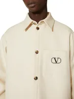 Wool Gabardine Shirt Jacket With Vlogo Signature Patch