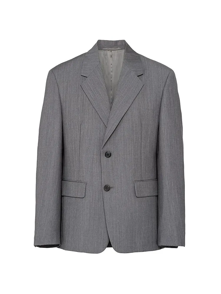 Single-Breasted Mohair Wool Jacket