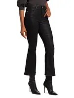 Le Crop Flare Coated Jeans