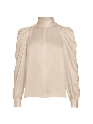 Gillian Silk Puff-Sleeve Blouse