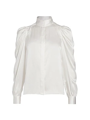 Gillian Silk Puff-Sleeve Blouse