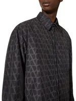 Nylon Shirt Jacket With Toile Iconographe Print