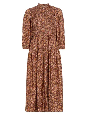 Philana Floral Cotton Midi-Dress