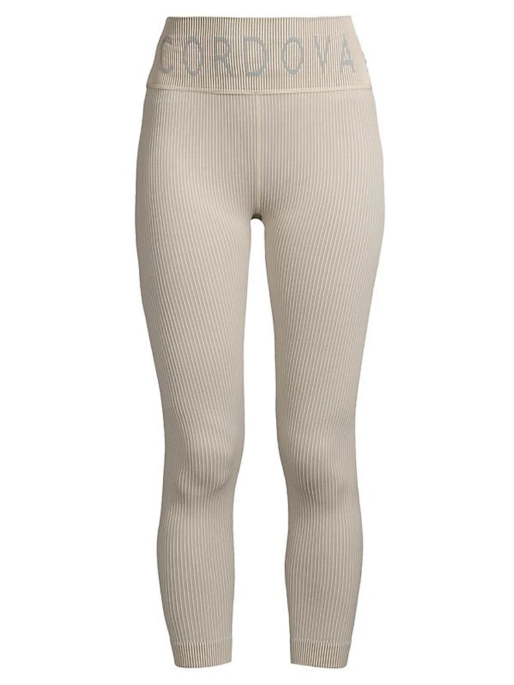 Compression Ribb-Knit Thermal Ski Leggings