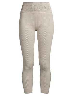 Compression Ribb-Knit Thermal Ski Leggings