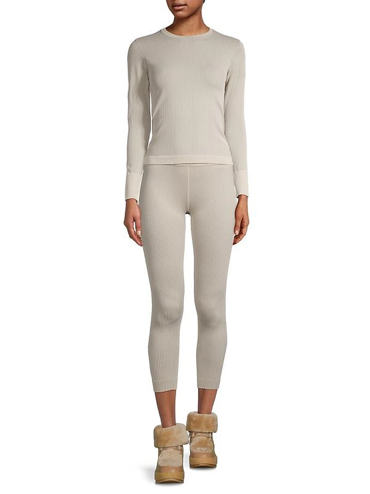 Compression Ribb-Knit Thermal Ski Leggings