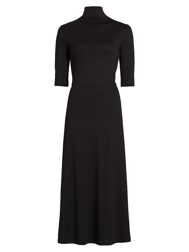 Turtleneck Knit Midi-Dress