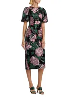 Embroidered Floral Midi-Dress