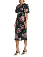 Embroidered Floral Midi-Dress