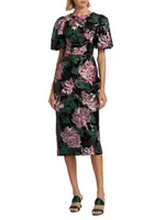 Embroidered Floral Midi-Dress