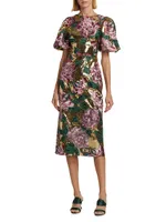 Embroidered Floral Midi-Dress