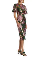 Embroidered Floral Midi-Dress