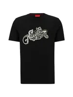 Cotton-Jersey T-Shirt with Paisley Motif and Logo